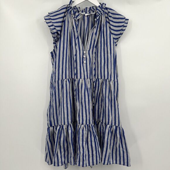 Veronica Beard Blue and White Buttoned Sundress - Picture 4 of 11